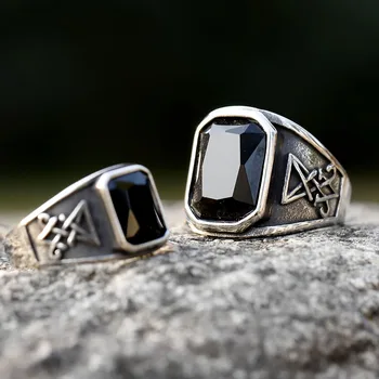 2025 NEW Men's 316L stainless steel rings Vintage Lucifer Satan Punk Rock Personality Religion Jewelry Gift free shipping