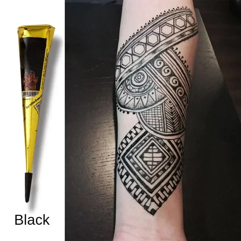 Natural Temporary Flash Tattoo Paste Black Henna Body Paint Arts Disposable Cones Sexy Tattoo Cream Indian Wedding Fashion 5