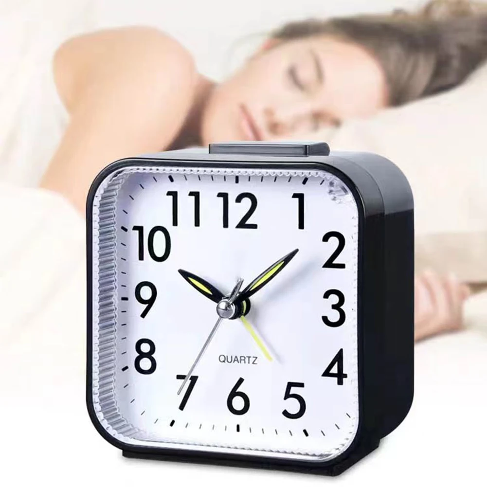 Square Analog Display Home Decor Bedroom Night Light Alarm Clock Daily