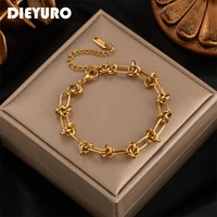 DIEYURO 316L Stainless Steel Gold Silver Color Chain Bracelet For Women Classic Rust Proof Fashion Girl Wrist Jewelry Gift 1