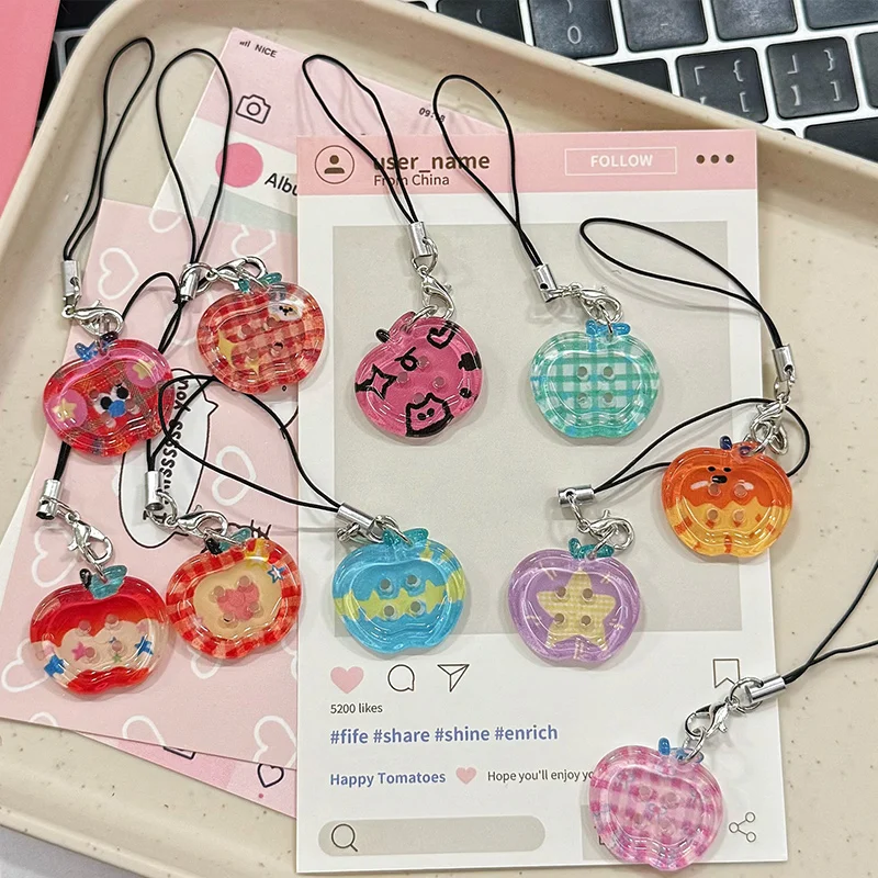 귀여운 버튼 전화 매력 펜던트 Kawaii Airpods 4 iPhone 16 미니 펜던트 액세서리 Schoolbag Ins Korean