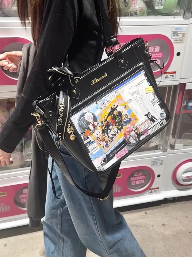 Ita Bag Sweet Transparent Underarm Bags for Women High-capacity PU Shoulder Bag Spring All Match Display Crossbody Bag 5