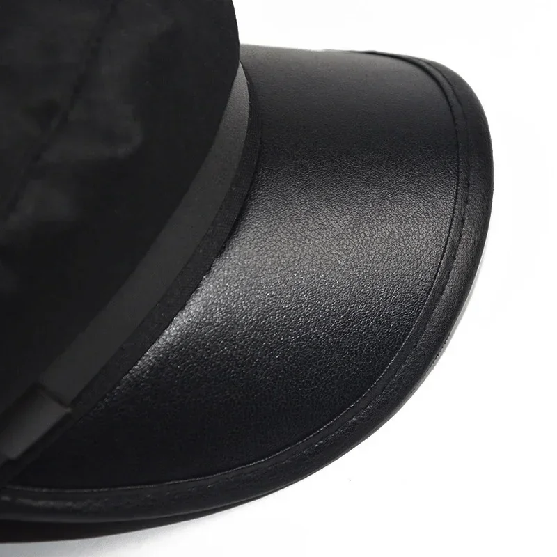 PU Leather Hat for Men Women British Style