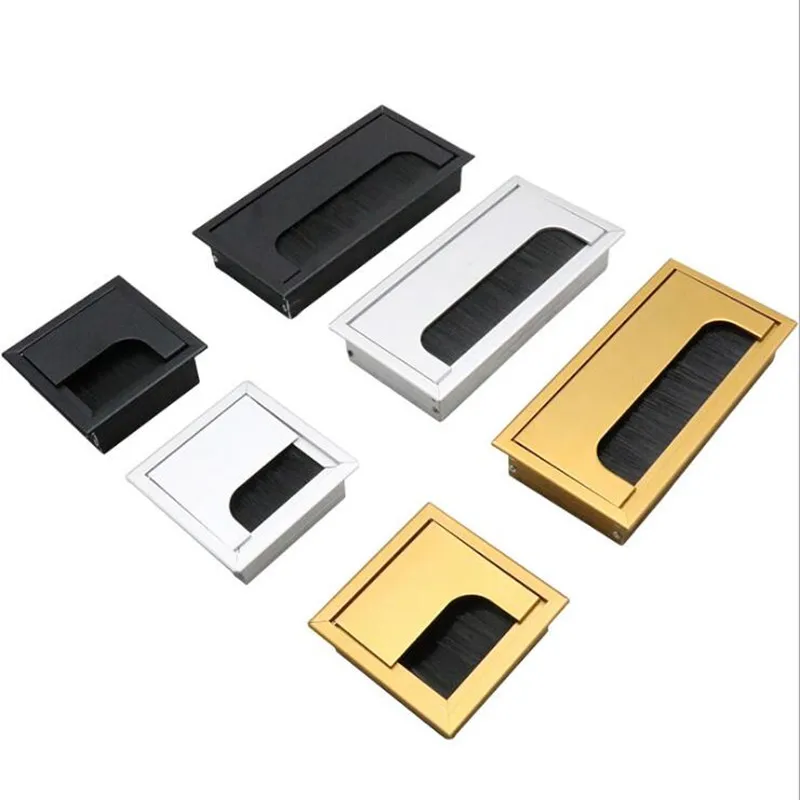 Aluminum Alloy Rectangular Desk Cable Grommets Wire Hole Cover Cable Outlet Port Surface Table