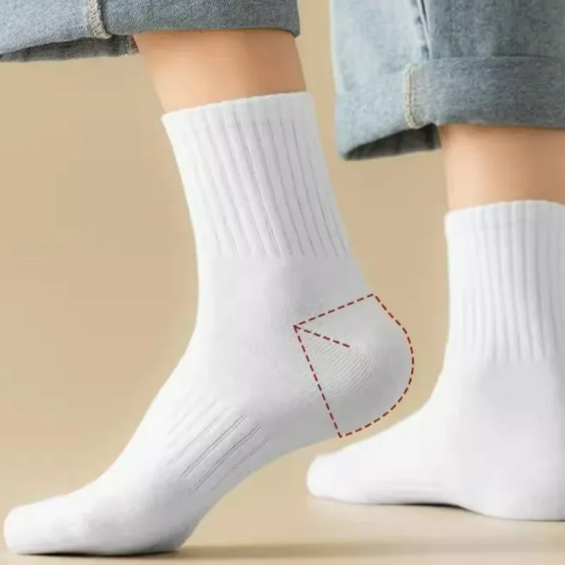 Men Warm Cotton Sock Black Grey White Foot Protection Middle Tube Socks Autumn Winter Man Running Cold Resistant Elastic Hosiery