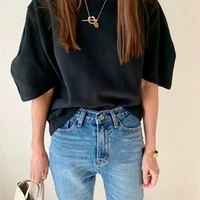 Coton 2025 nouveau T-shirt d'été femmes élastiques vêtements pour femmes haut surdimensionné T-shirt blanc ample femmes T-shirt à manches courtes 2