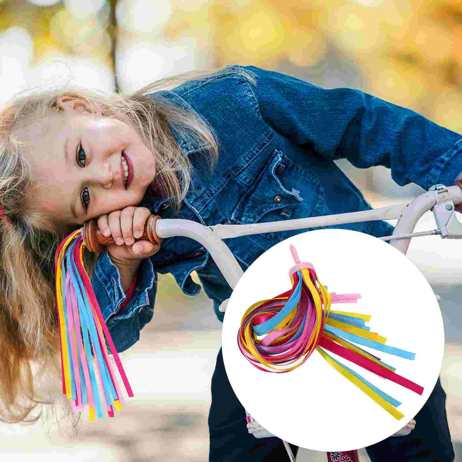 

One Pair of Childrens Bike Handlebar Streamers Bicycle Grips Tassels Ribbons Baby Carrier Accessories (Yellow)