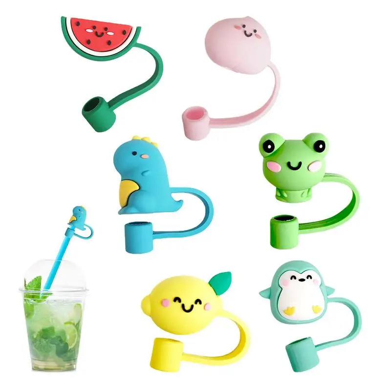 6pcs silicone straw tip caps Cute Bear Silicone Straw Tip Caps