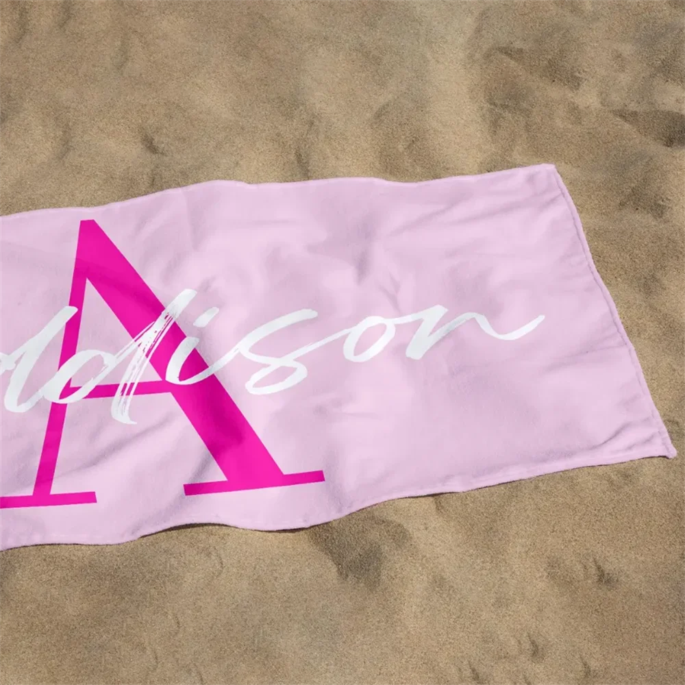 Personalized Name Beach Towel, Oversized Custom Monogram Pool Towel, Signature Beach Towel For Kids, Vacation Gift, Picnic Towel 3
