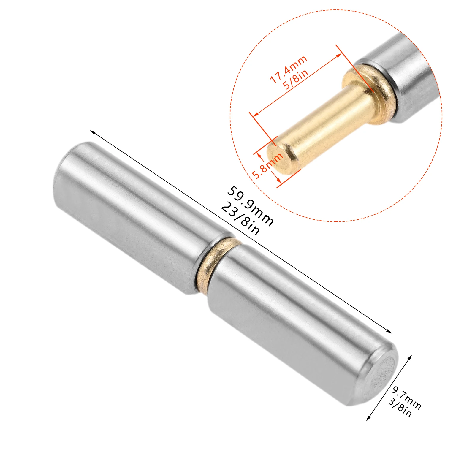 stainless steel hinges door hinges 20pcs 60x10mm Carbon Steel Weld On Bullet Hinges Welded Removal Door Shaft Hinges Home Gate Window Part Male to Female Hinge Pin
