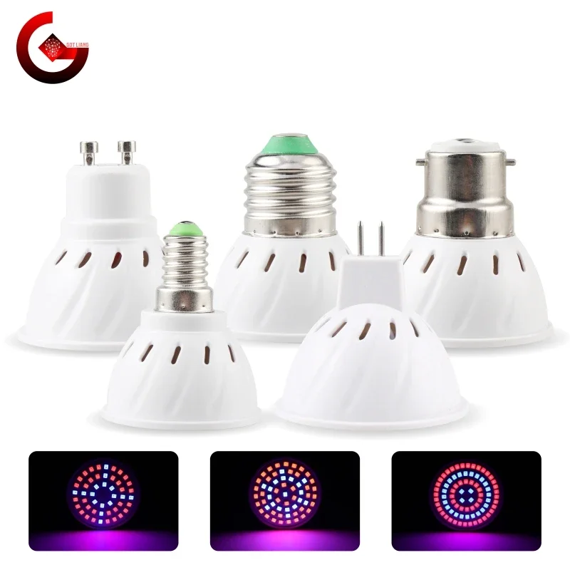 Led Grow Bulb E27 E14 GU10 MR16 B22 220V Hydroponic Growth Light 3w 4w 5w Full Spectrum For Flower Plant Hydroponic Growing Lamp led grow lamp led plant light