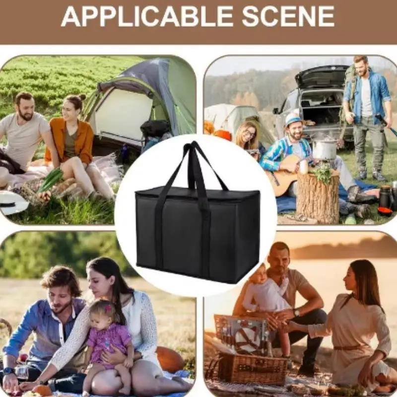 40l Insulated And Refrigerated Bag Large Capacity Portable Lunch Bag Zipper Picnic Camping Tin Foil Food Ba