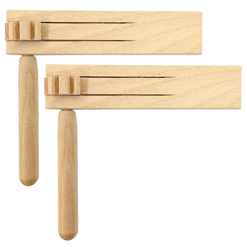 2Pcs Wooden Ratchet Sound Noisemaker Castanet Musical Instrument Rotating Ratchet Sound Toy for Game Party Activities