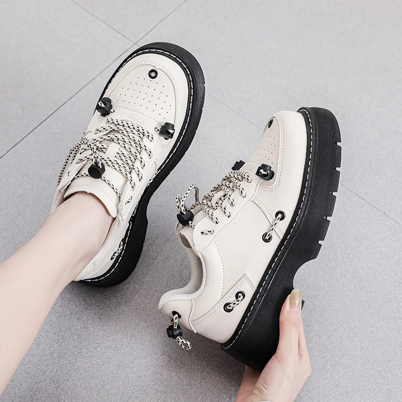 

Hot Sell Round Toe Thick Soled Pumps New Arrivel Fashion Women Shoes Lace-up Solid Color Zapatos Mujer