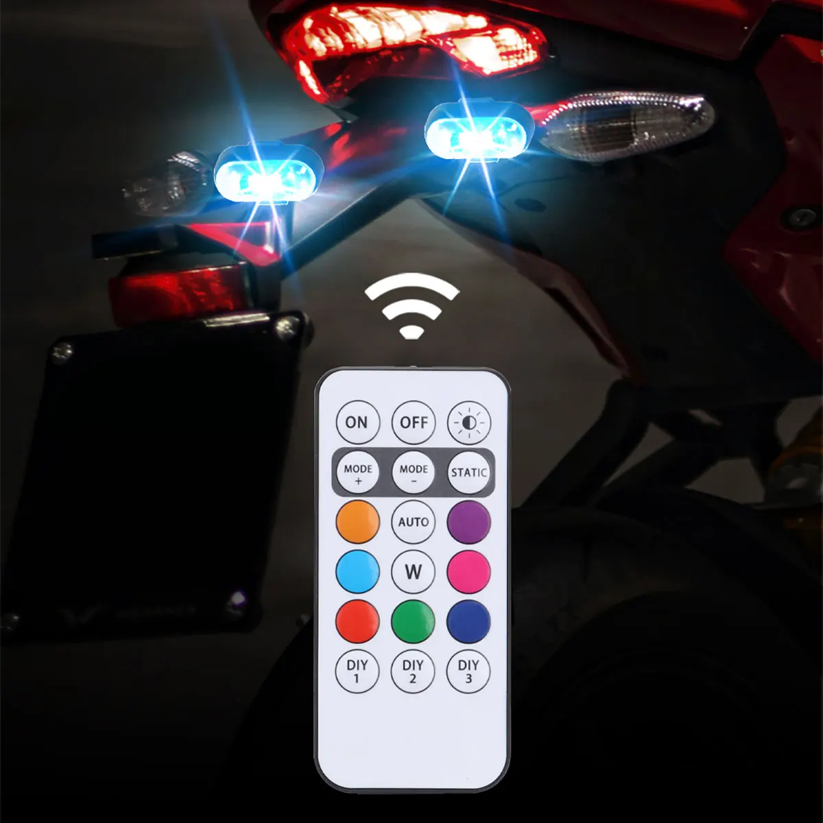 Strobe Light Car 8Color Remote Motorcycle Flash Led Anti-collision Warning Lamp Waterproof Wireless Remote Control for Car Bike
