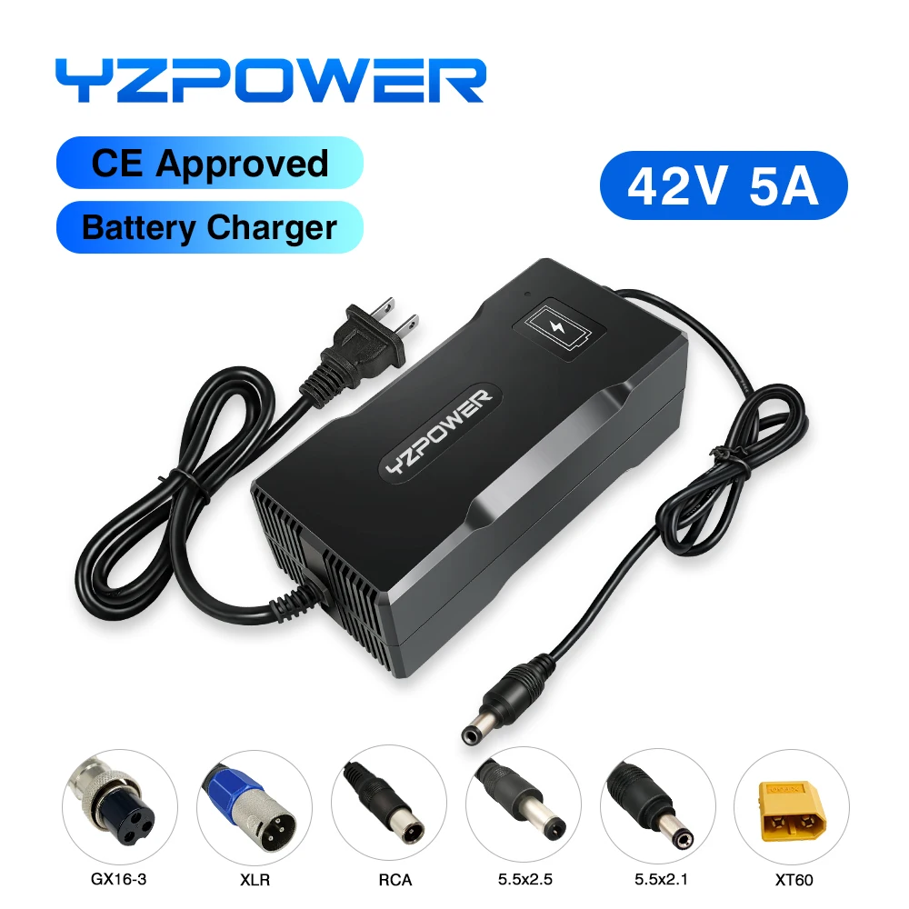 YZPOWER 42V 5A 10S Lithium Ion Battery Charger with Fans for 36V Liion