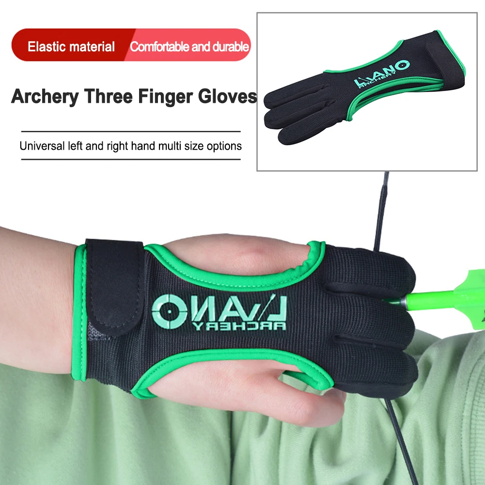 Adjustable Archery 3-Finger Guard Gloves for Recurve/American Bow Outdoor Shot Elastic Finger Protective Gloves