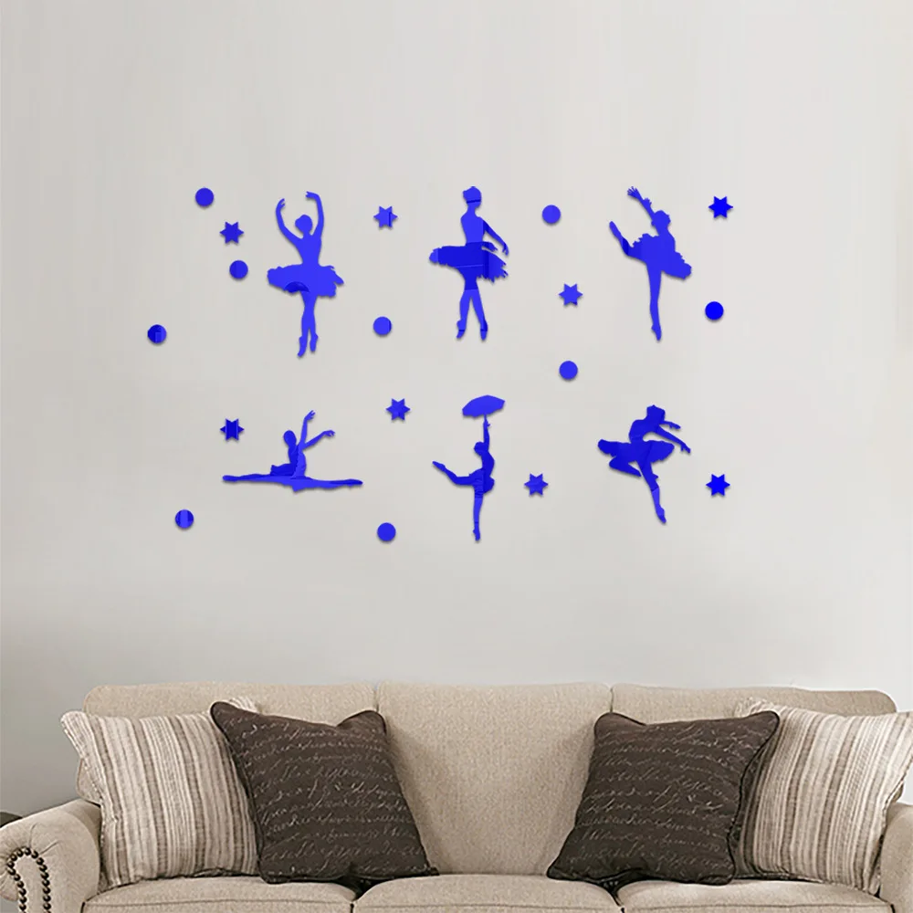 Ballet girl acrylic mirror wall paste children's room dance studio living room wall self-adhesive decoration house decoration