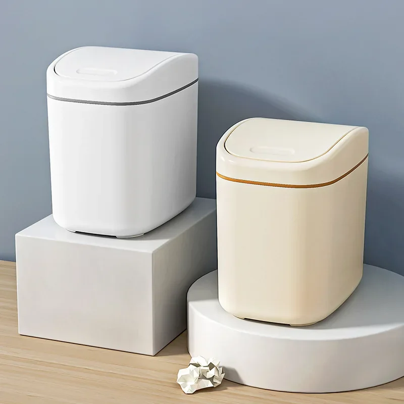 Desktop Trash Can Small Mini Plastic Dustbin with Shake Cover for Home Office
