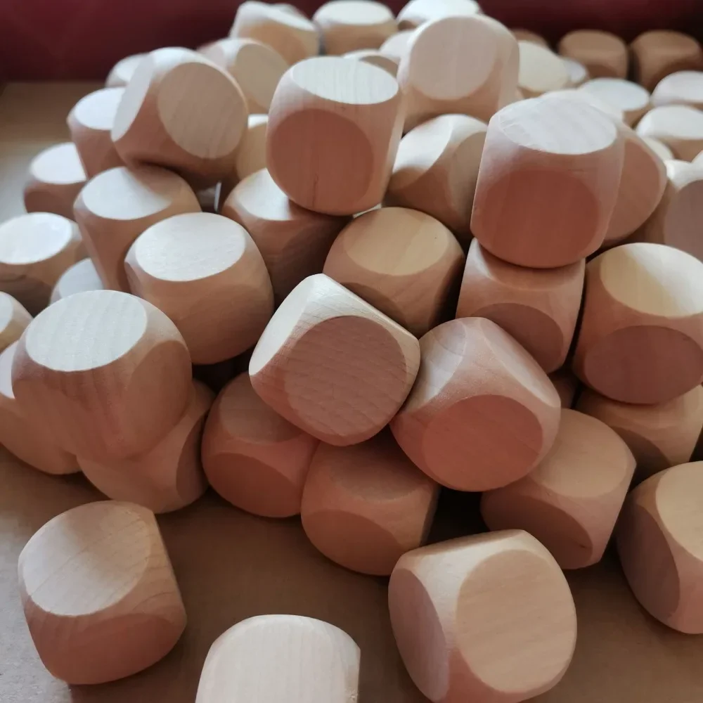 10pcs Blank Wooden Dice 30mm Wooden Creative Color Points Round Corners Wine Dice Mahjong Sieve Points DIY