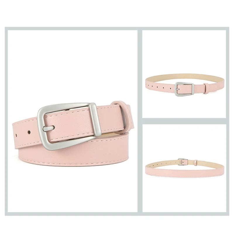 Women Belts New PU Leather Simple Metal Buckle Belt Girls Dress Jean Pants Waistband Belts for Lady Luxury Designer Brand Giedle - 3
