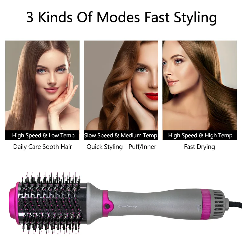 2 in 1 Hot Air Brush Electric 360&deg; Rotating Ion Blow Dryer Brush One Step Professional Curling Combair Straigh Comb Roller