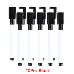 Magnetic Black Dry Erase Markers with Eraser Cap - Classroom & Office Whiteboard Pens (10Pcs black)