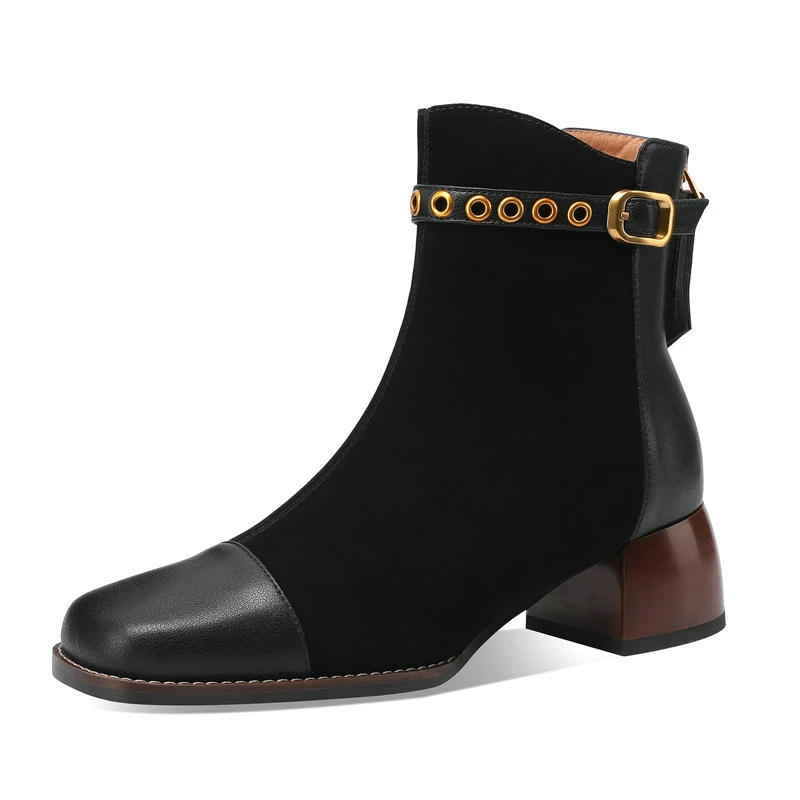 

Женские ботильоны из натуральной кожи, с квадратным носком, размеры 34-40