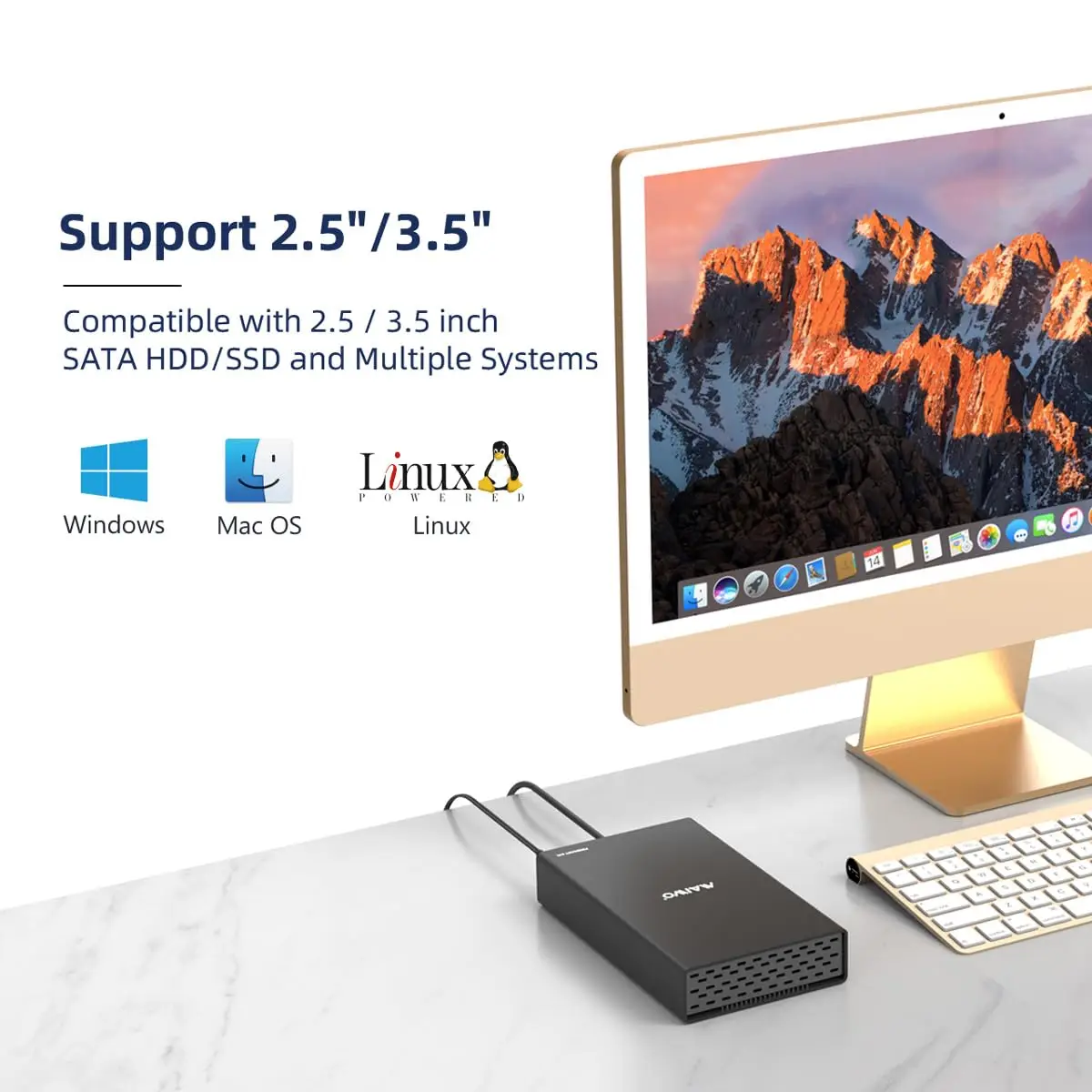 MAIWO Type-C External HDD Case for 2.5/3.5 inch SSD Hard Drive Box Enclosure up to 18TB SATA to USB 3.0 Hard Disk Case Adapter