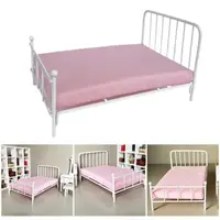 Lit miniature pour maison de poupée à l'échelle 1:12, scène de chambre à coucher, lit de poupée à cadre en fer, mobilier, lit simple avec matelas, modèle de mini-lit, jouet DIY 3