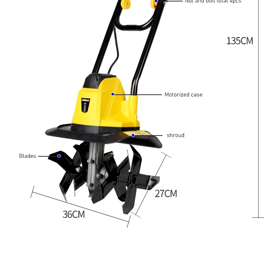Electric Soil Loosener Garden Tiller High Power Electric Tiller Cultivator 45# S