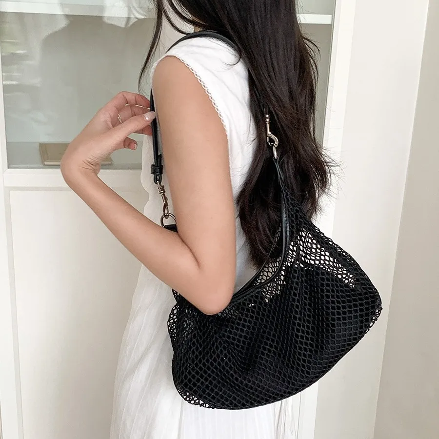 Hollow Mesh Underarm Bag Creative Design Small Square Handbag Fashionable And Simple Beach Bag Multifunctional Composite Bag