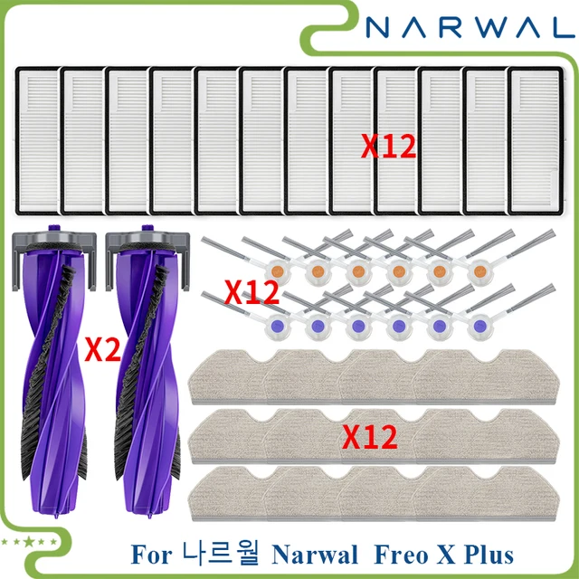 Fit สําหรับNarwal Freo X Plus หุ่นยนต์อะไหล่สูญญากาศหลัก Roller แปรงด้านข้าง HEPA FILTER Mop Pad ถุงเก็บฝุ่นอุปกรณ์เสริม 1