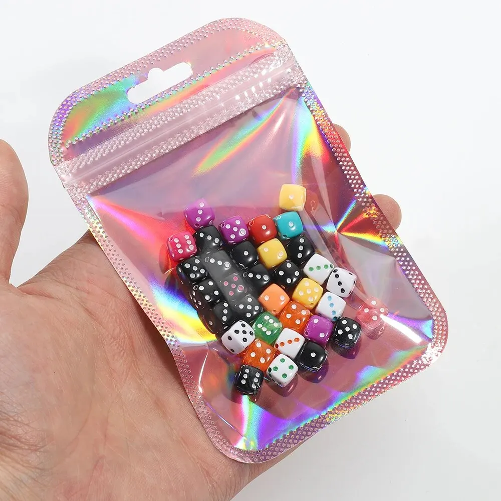 Jewelry Packaging Bags 50pcs Pink Laser Ziplock Reusable