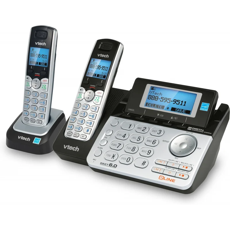 DS6151-2 2 Handset 2-Line Cordless Phone System for Home or Small Business with Digital Answering System & Mailbox on each line