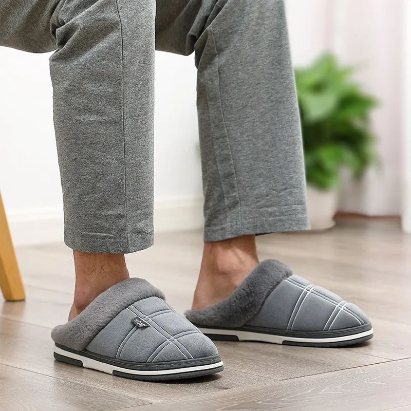 Big Size 48 49 50 51 Men Autumn Winter Warm Home Cotton Slippers Large Size Plus Home Bedroom Casual Shoes House Indoor Slides