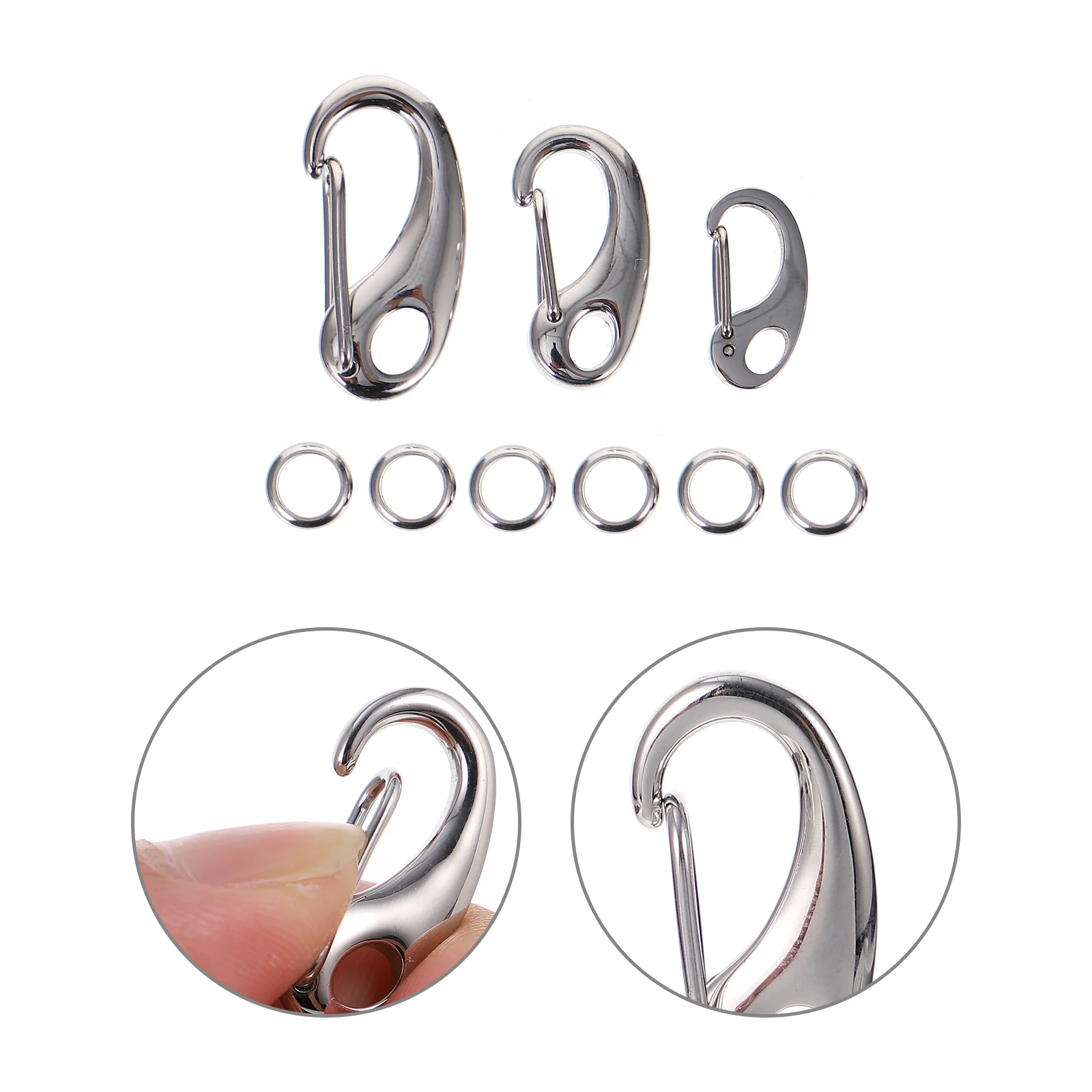 

3Pcs Stainless Steel Pet Tag Quick Clip Split Load Hooks with 6Pcs Rings