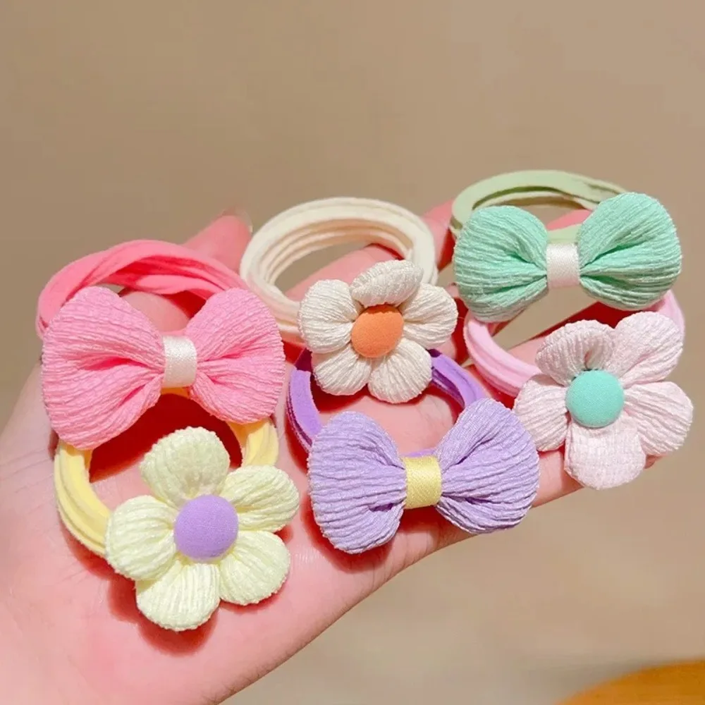 6pcs High-value Korean Cute Hair Rope Bowknot Elastic Hair Ring Princess No Harm Hair Band Kid Hair Accessory 2