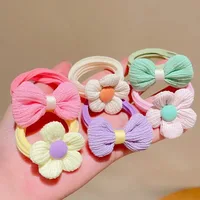 6pcs High-value Korean Cute Hair Rope Bowknot Elastic Hair Ring Princess No Harm Hair Band Kid Hair Accessory 2