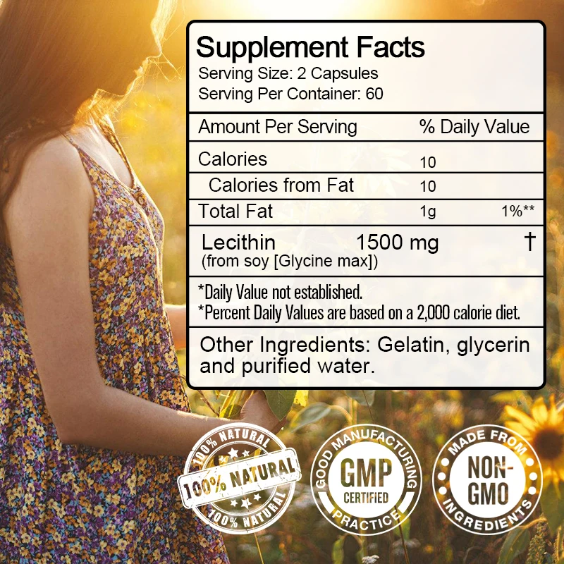 Sunflower Lecithin 1500mg | 120 Softgel Capsules | Rich in Phosphatidyl Choline | Non-GMO, Soy Free, Gluten Free Supplement images - 6