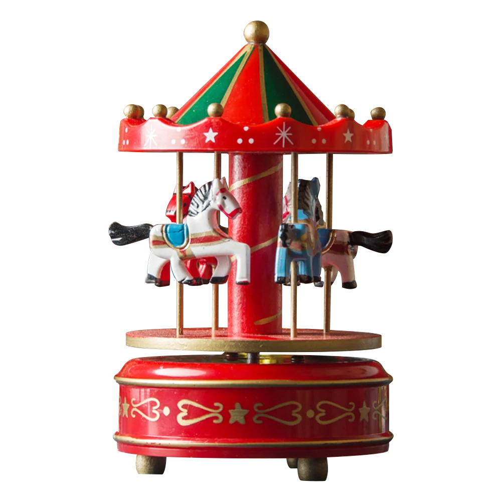 Christmas Musical Carousel Carousel Horse Collectable Figurine 6.3inch Rotating Musical Horse Birthday Gifts for Children Kids music box,carousel music box