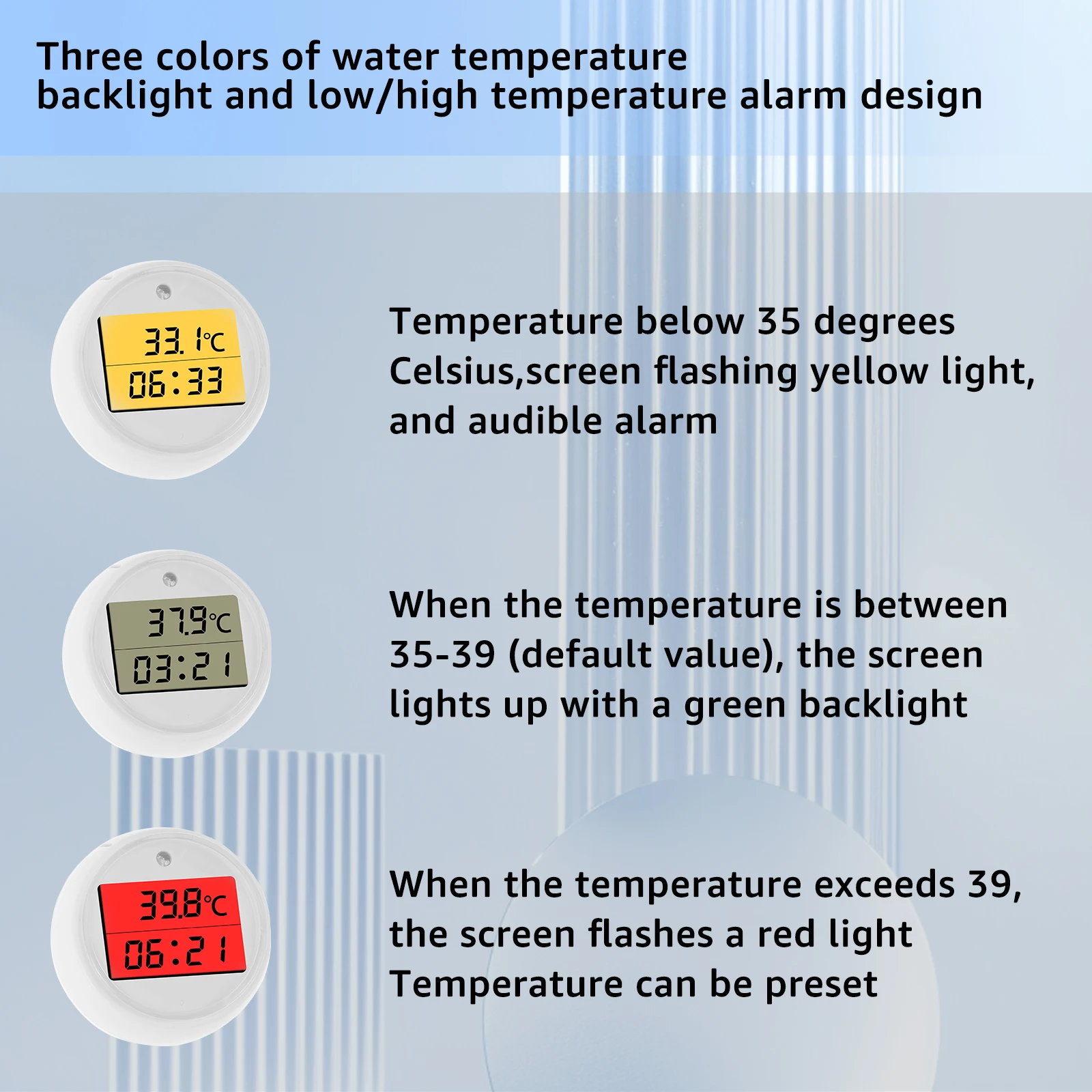 Ice Bath Thermometer Timer Cold Plunge Thermometer and Timer IP67 Waterproof Floating Pool Thermometer for Swimming Spa Hot Tubs