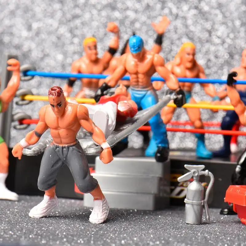 レスラープレイセットおもちゃリングと現実的なアクセサリー 12 人ミニ