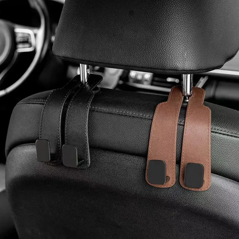seat-back organizer hooks for vehicle interior storage