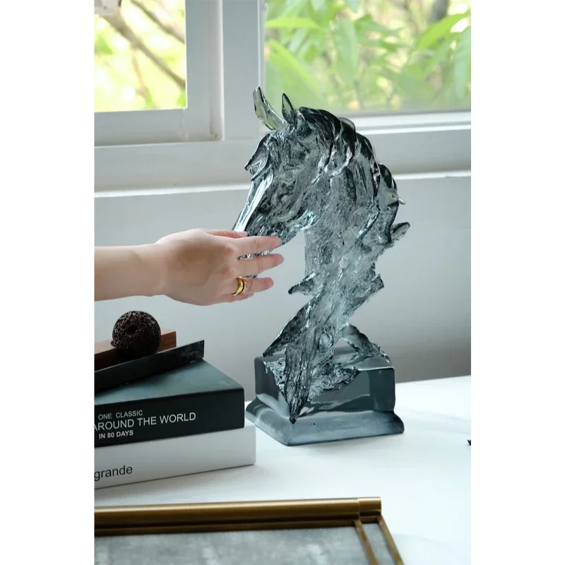 

Aurora Blue "Dragon Horse Spirit" Crystal Texture Lucky Decoration Opening and housewarming Ceremony