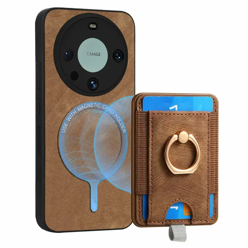 Premium Magnetic Leather Detachable Card Wallet Case - Elegant Protective Back Cover