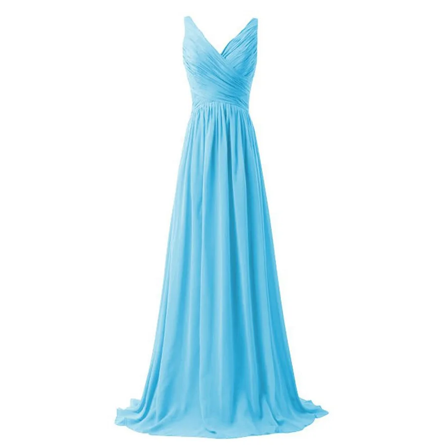 Bridesmaid Dresses A Line Chiffon V Neck Pleat Elegant Off Shoulder Bridesmaid Dresses Wedding Party Formal Prom Evening Lace Up Back