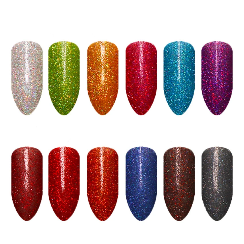 Holographic UV Gel Varnish Nail Tips Pigment Glitter Powder 20g For DIY Art Decoration