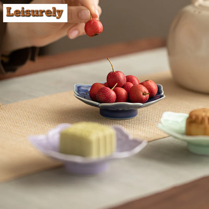 Ruyi Six Petal Fruit Dishes Vintage Pastry Plate Appetizer Serving Platter Household Hospitality Dishes Teaset Supplies Craft