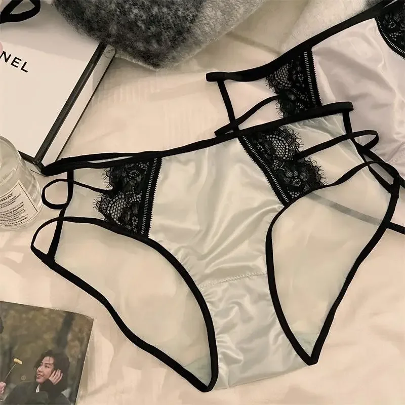 

Pure Cotton Antibactic Crotch Panties Women Sexy Satin Lace Underwear 2024 New Female Hollow Low Waist Thin Breathable Briefs